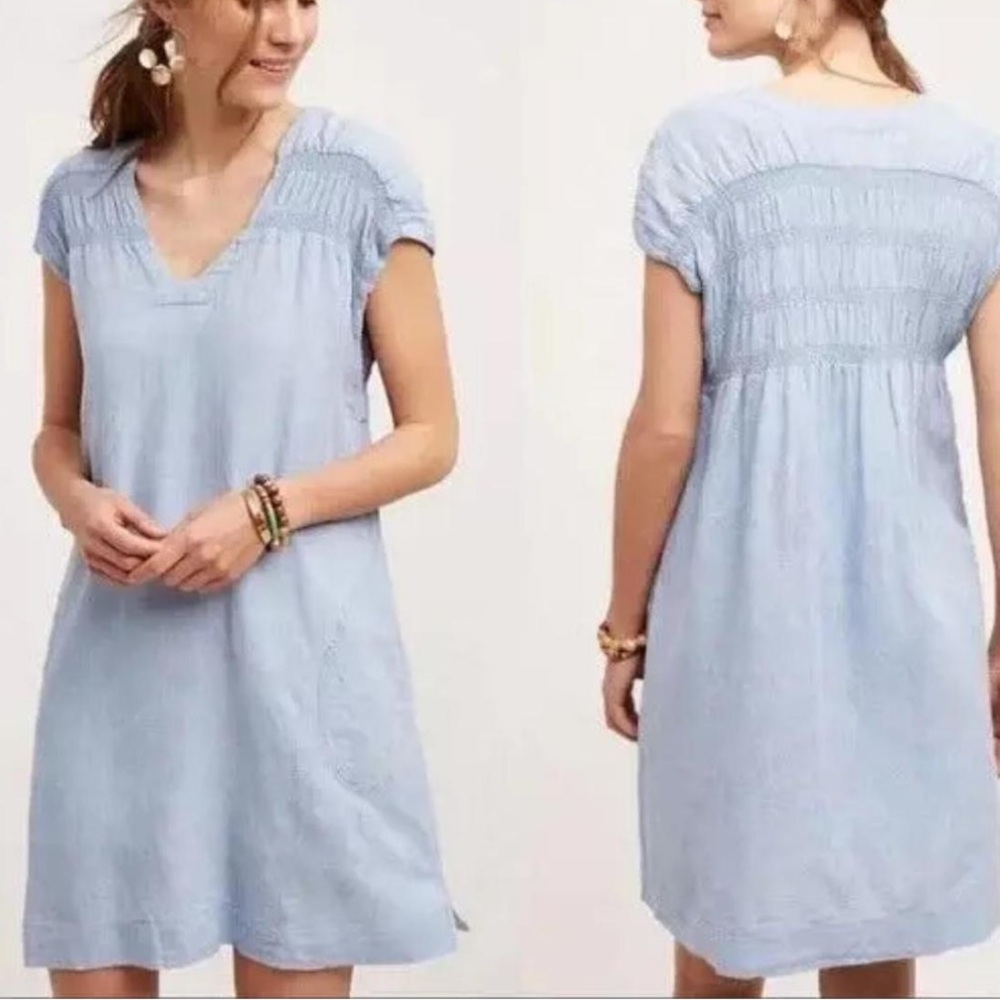 Anthropologie Maeve Paz Tunic Chambray Shift Dress | Size M